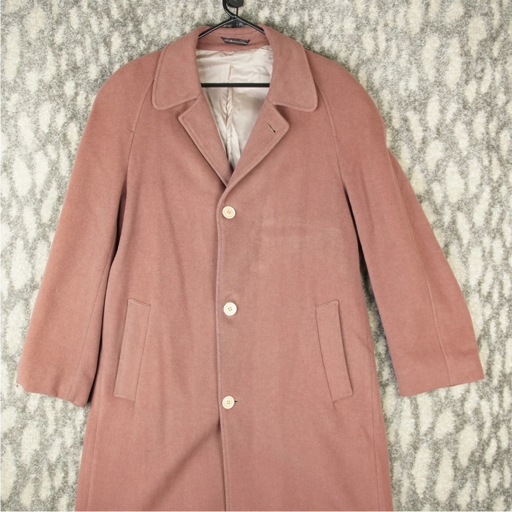 Vintage Barneys New York By American Craftsmen Pure Wool Overcoat Mens 36 Pink - Picture 7 of 15
